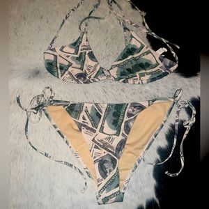 Hundred dollar bill bikini set .